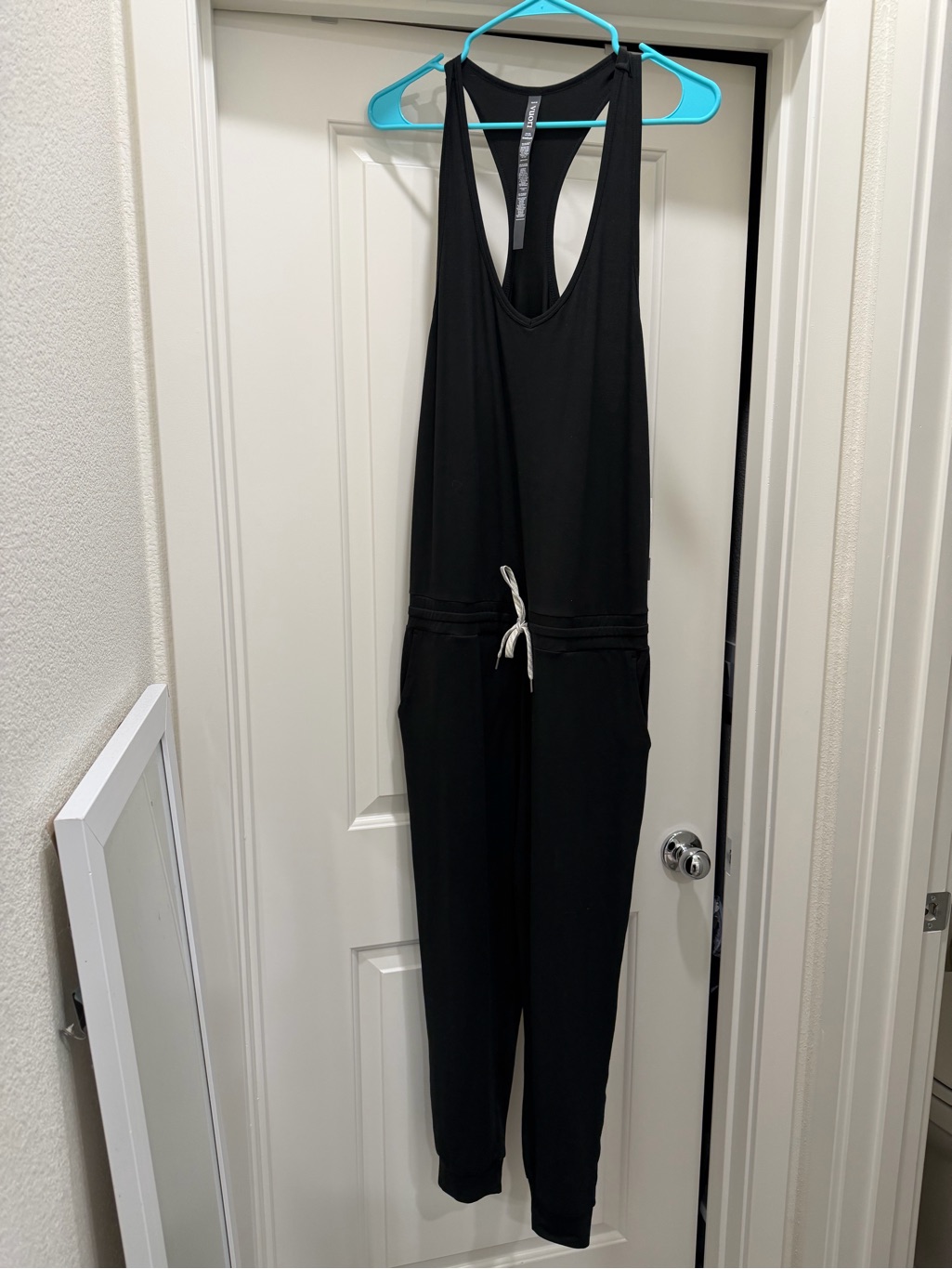 Vuori Black Sleeveless Drawstring Jumpsuit